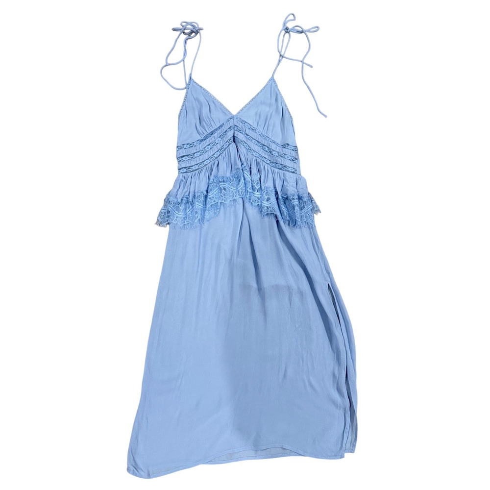 Free People Light Blue Midi Dress with Lace Trim